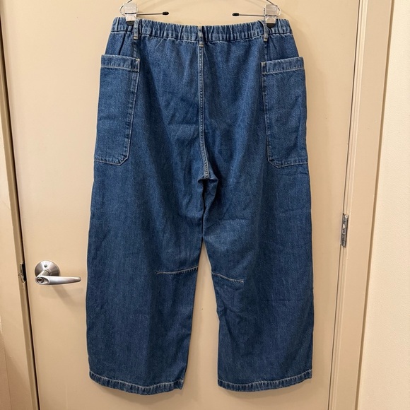 Everlane the gardener denim pull-on jeans plus size 33 barrel leg dark wash - Picture 9 of 11